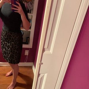 Ann Taylor metallic leopard print skirt